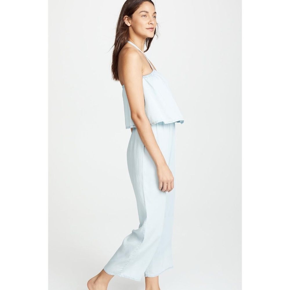 NWT cupcakes and cashmere Barretta Halter Top Cropped Jumpsuit, Chambray Size L